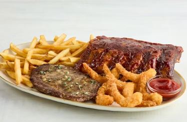 Rib Eye*, Ribs, and Crispy Shrimp