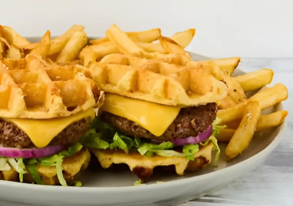 Cheeseburger Waffle Sliders with Bacon